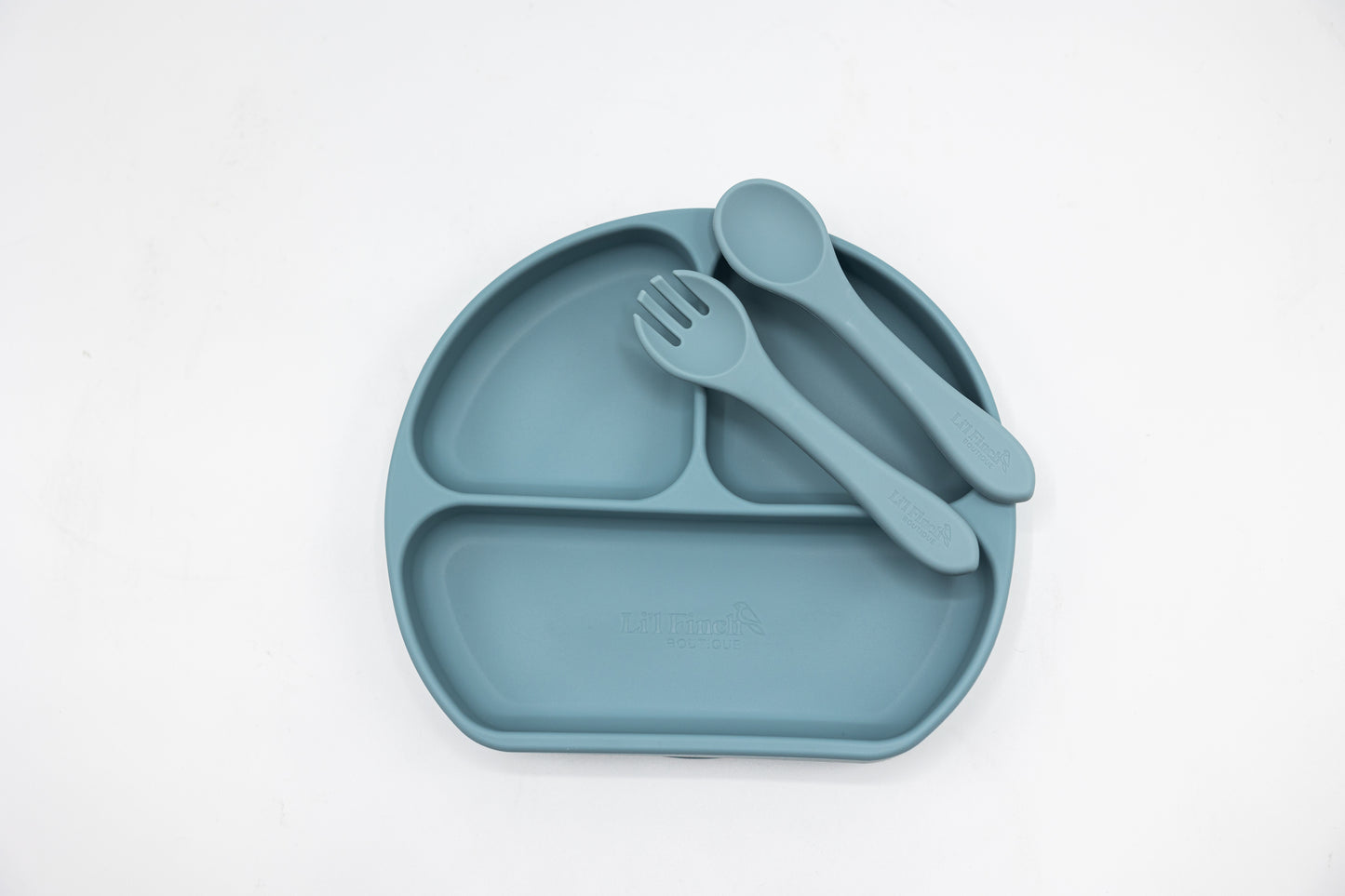 Divider Plate Cutlery with Suction Base blue matching baby feeding kit ecofriendly reusable