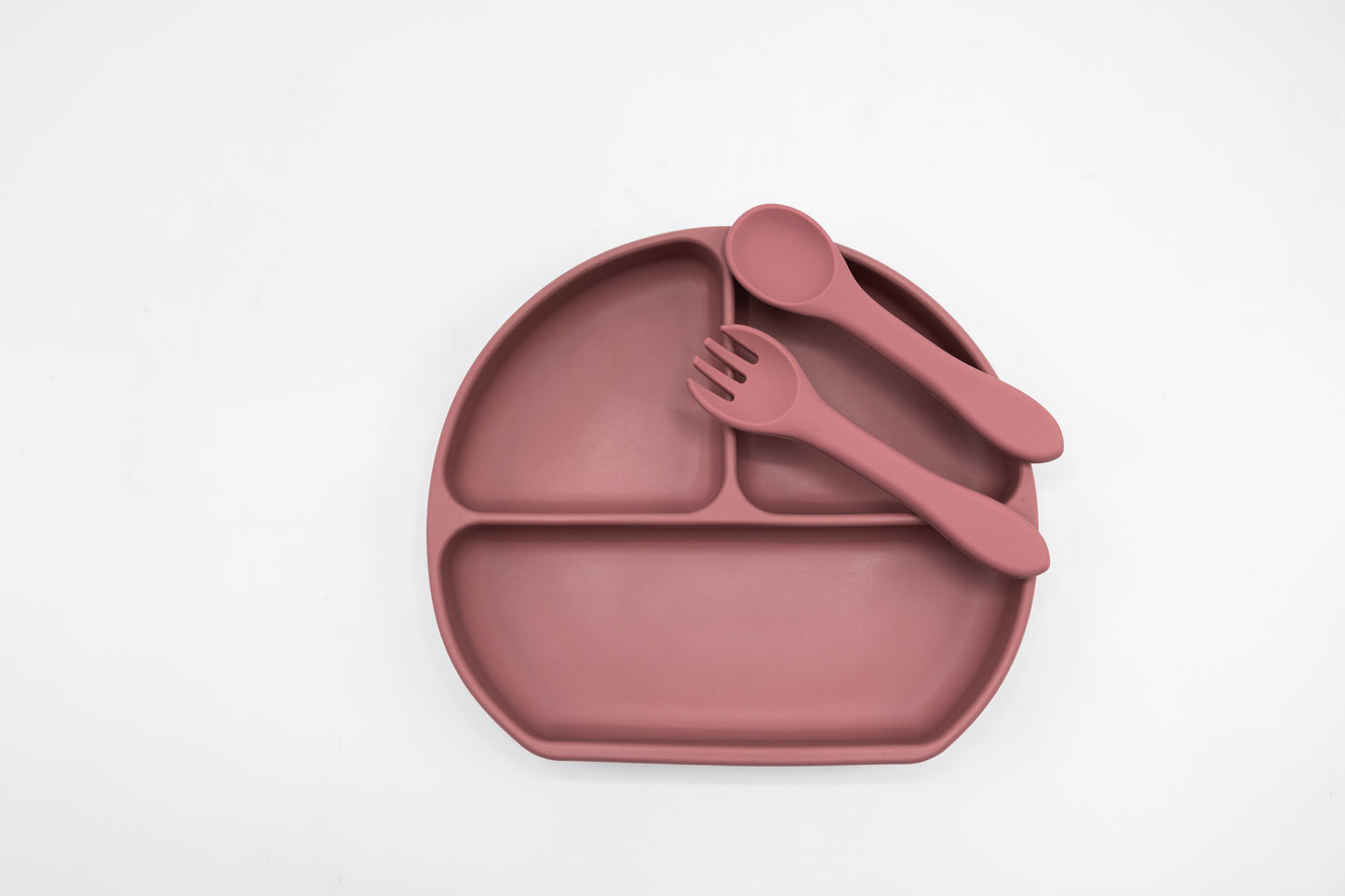 Divider Plate Cutlery with Suction Base red microwave safe silicon dining set for baby