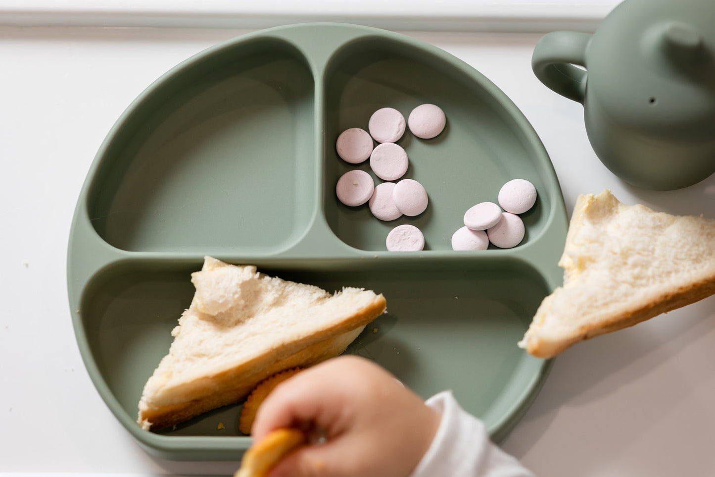 Lil Finch Boutique Silicone Suction Divider Dinner Plate with Cutlery