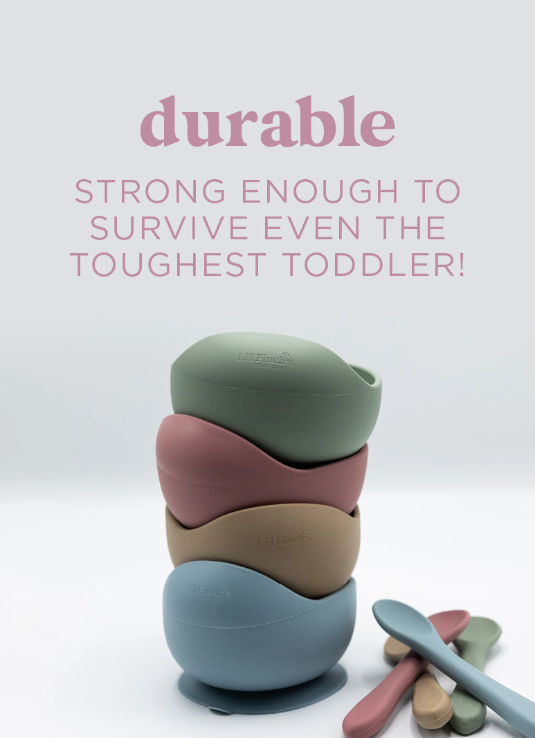 Lil Finch Boutique, Durable, strong against toddlers, suction based, silicone bowl