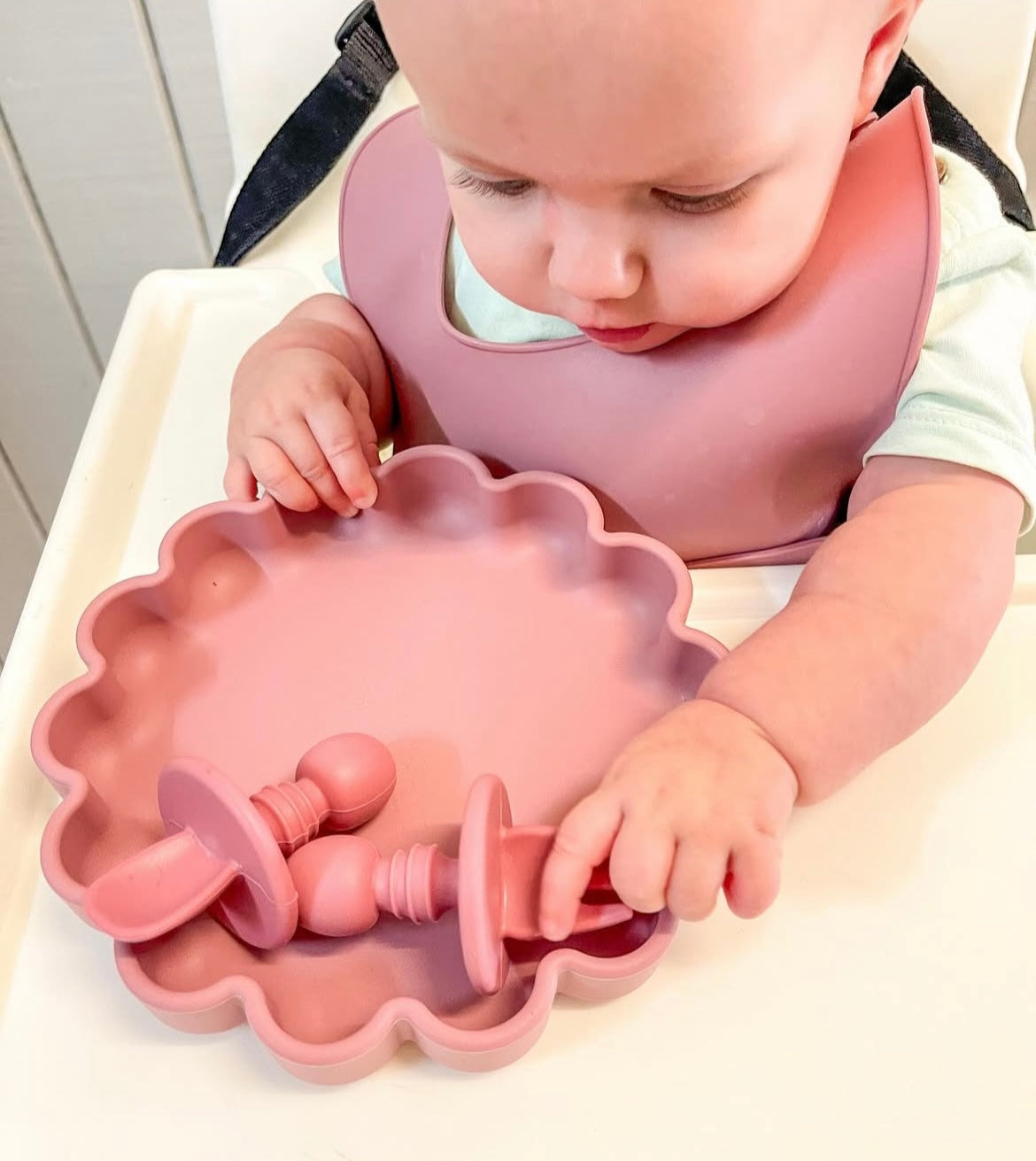 Silicone Flower Plate_Suction Base_Easy Grip Cutlery