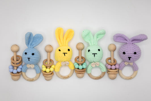 Baby Rattle + Crochet Bunny Set