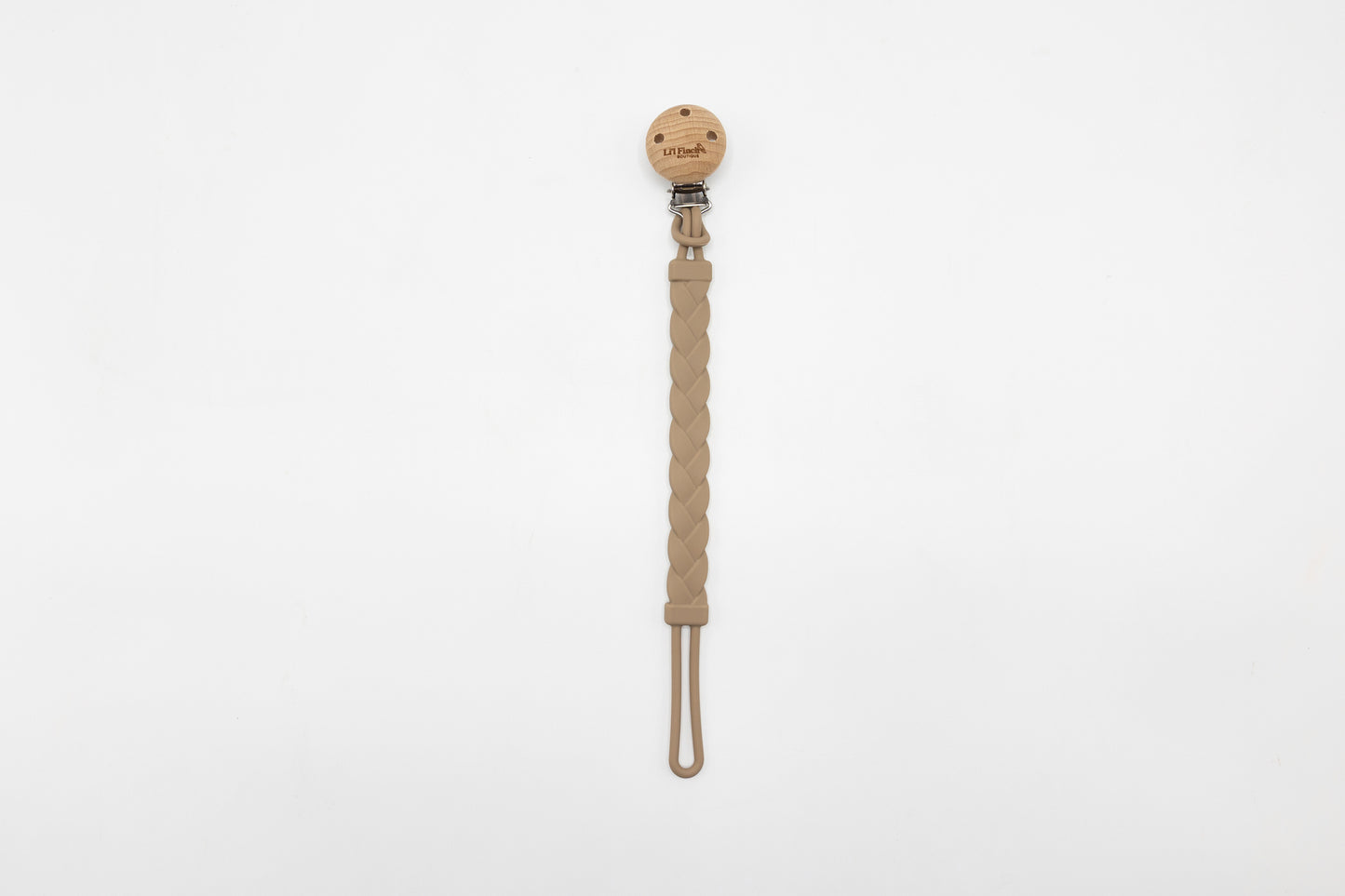 Silicone Plaited Dummy Clip Latte