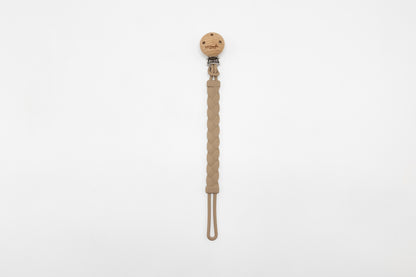 Silicone Plaited Dummy Clip Latte