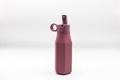 Powder rose water bottle with flip-top spout and carry handle